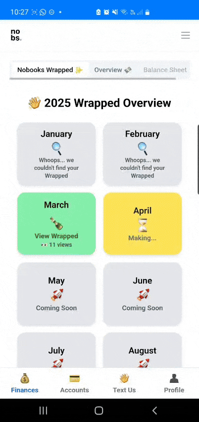 Nobooks live dashboard app
